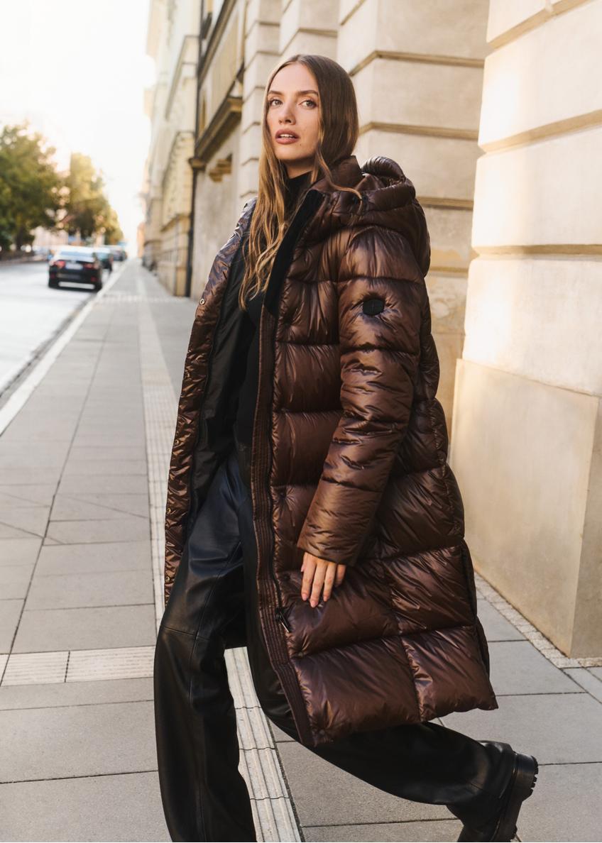 Brown long winter women's jacket KURDT-0531-89(Z25)