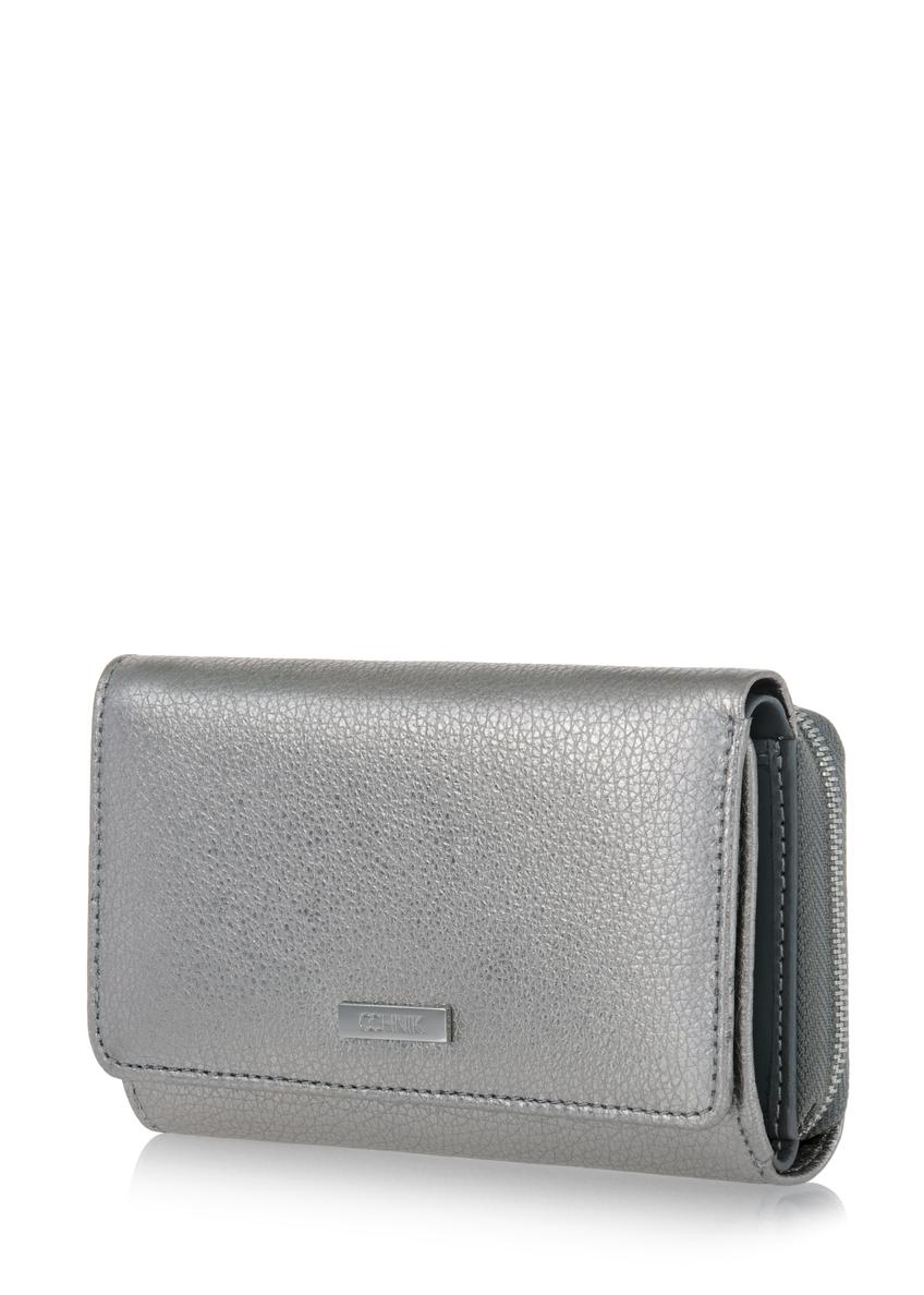 Women's silver leather wallet PORES-0801B-92(W23)