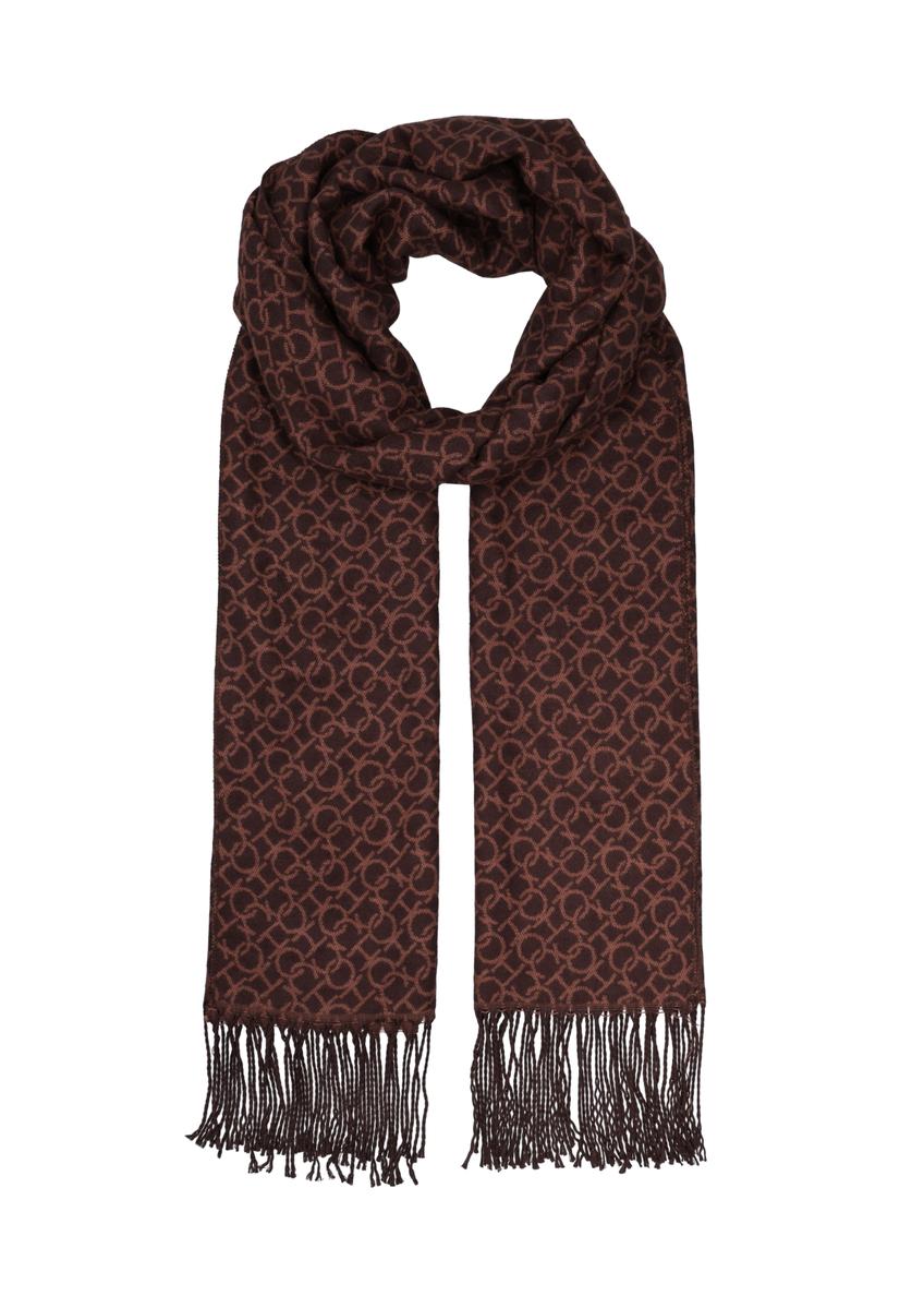 Women's double-sided scarf with monogram SZADT-0235-1I(Z26) - front product view, on a white background.