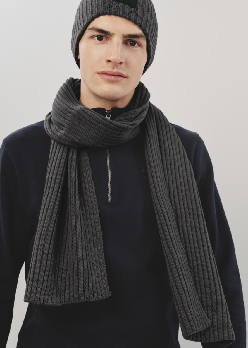 Men's graphite winter scarf SZAMT-0016-95(Z24)-01