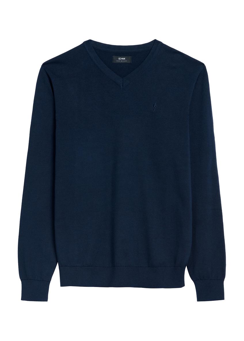 Navy blue men's sweater with logo SWEMT-0159A-68(Z25)