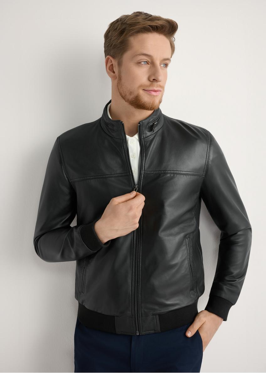 Black leather jacket for men KURMS-0392-99(W26)