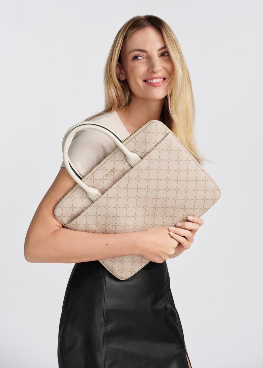 Beige women's laptop bag with monogram TOREC-1027-81(W25)