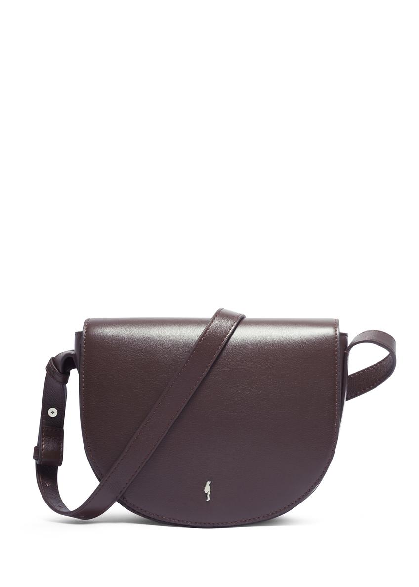 Women's brown leather messenger bag TORES-1352-1H(Z26), front product view on white background.