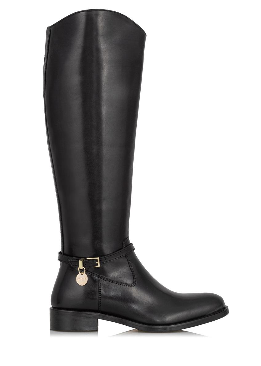 Women's black leather boots BUTYD-0808B-99(Z23)-01