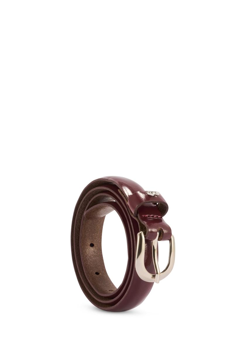 Burgundy thin leather women's belt PASDS-0281-49(Z25)