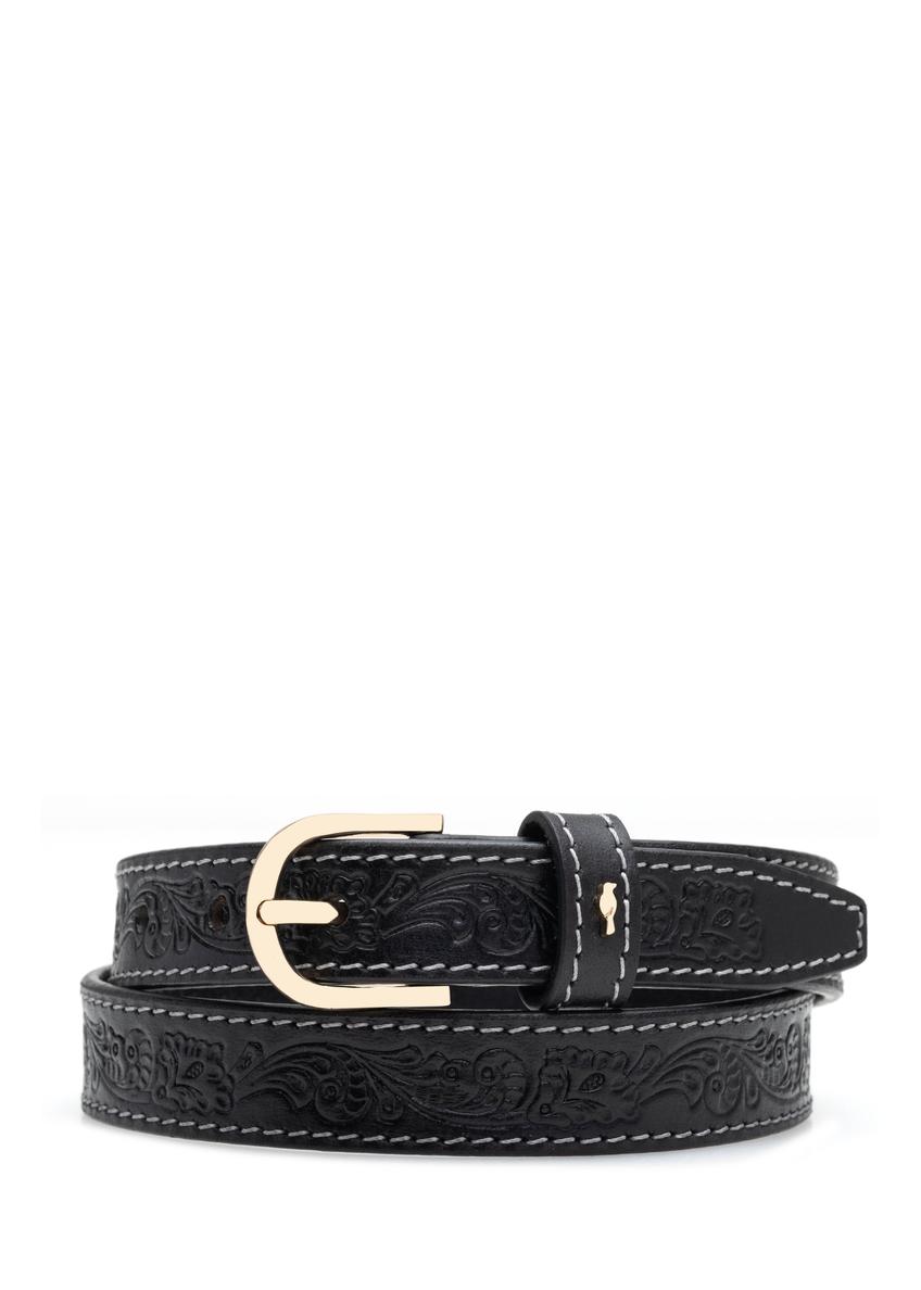 Black leather women's belt PASDS-0334-98(Z25)