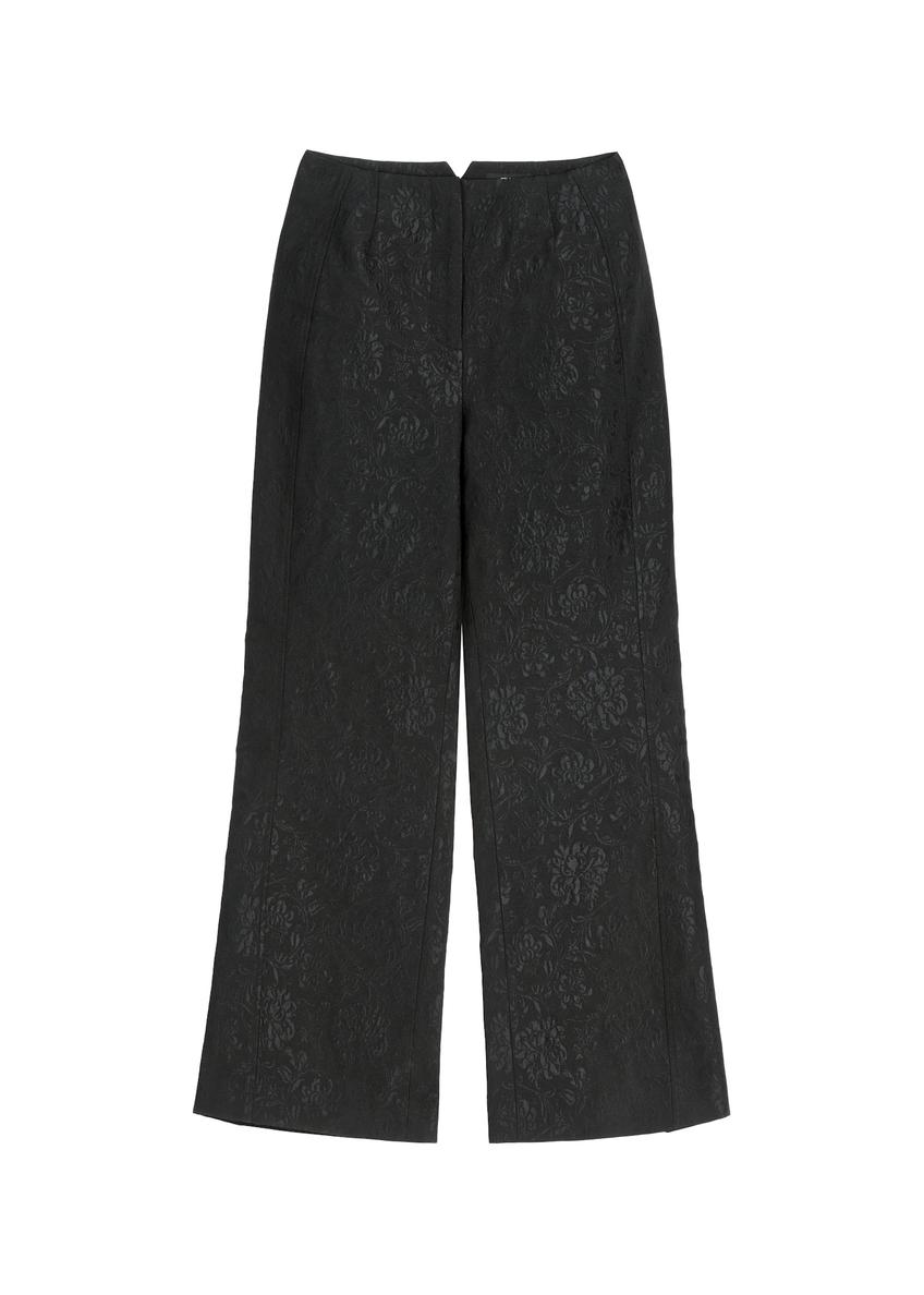 Black floral wide leg pants SPODT-0127-99(Z26)