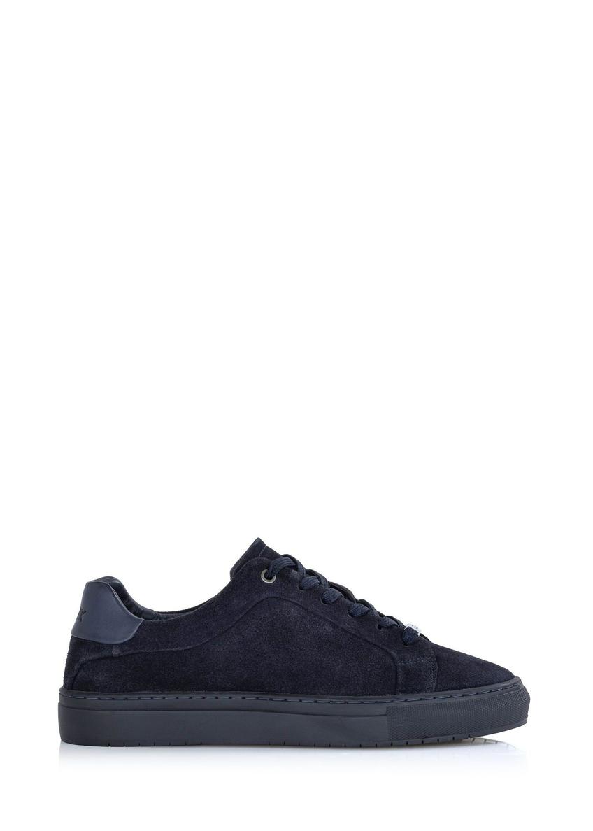 Men's navy blue leather sneakers BUTYM-0457-69(W24)-08