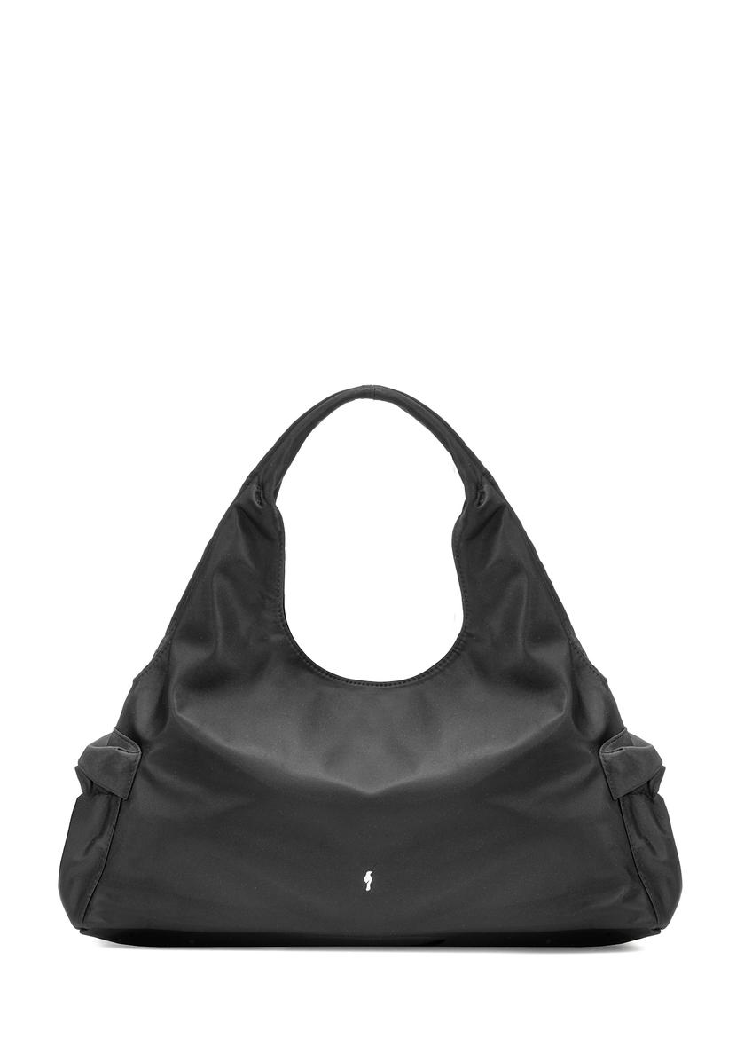 Black fabric women's handbag TOREN-0330-99(Z25), front product view on white background.