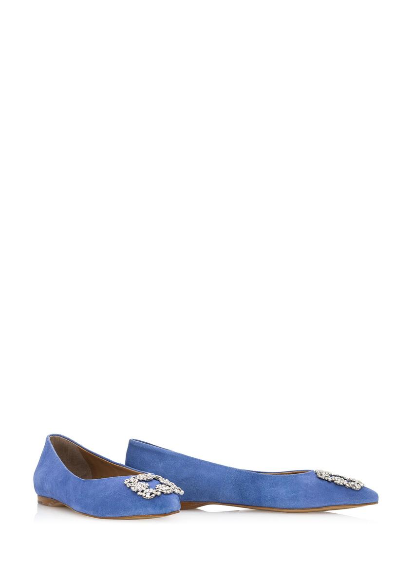 Blue women's ballerinas with buckle BUTYD-0990-61(W23)