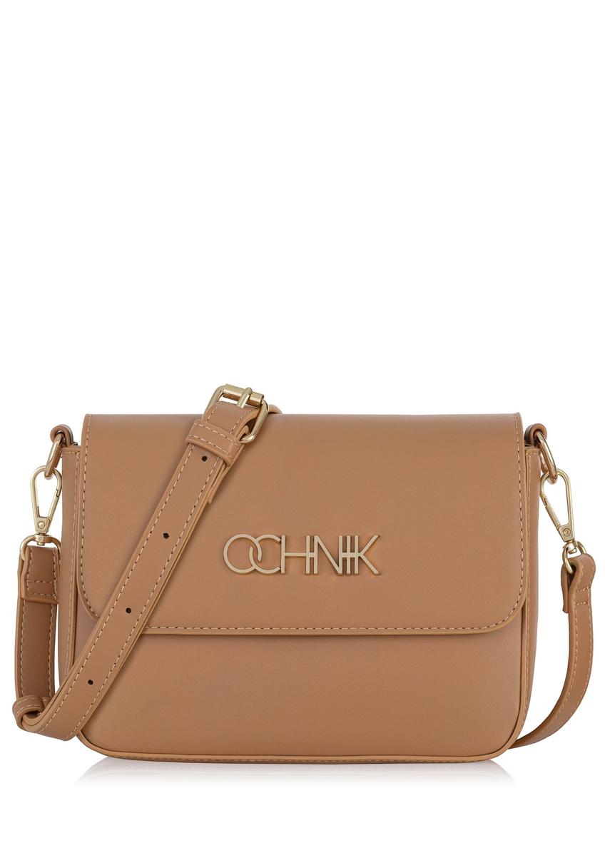 Camel-colored imitation leather postbag TOREC-0902-24(W24)-08