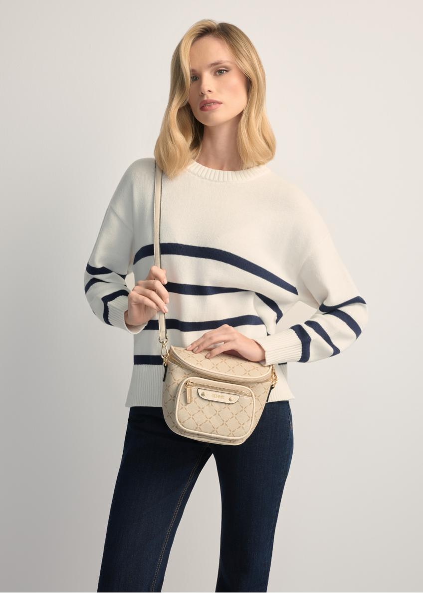 Cream women's waist bag with monogram TOREC-1157-0P(W26)