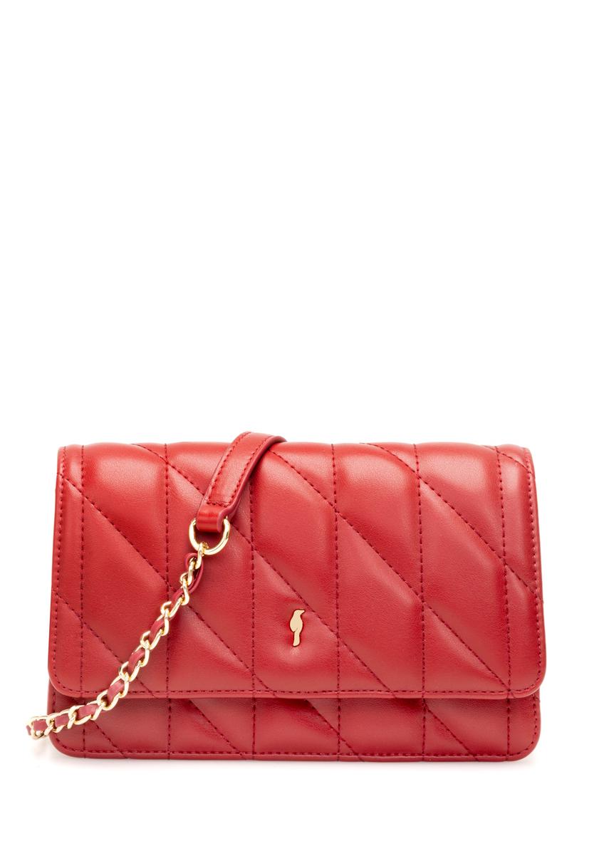 Small quilted women's handbag in red color TOREC-1150-4B(W26), front product view on white background.