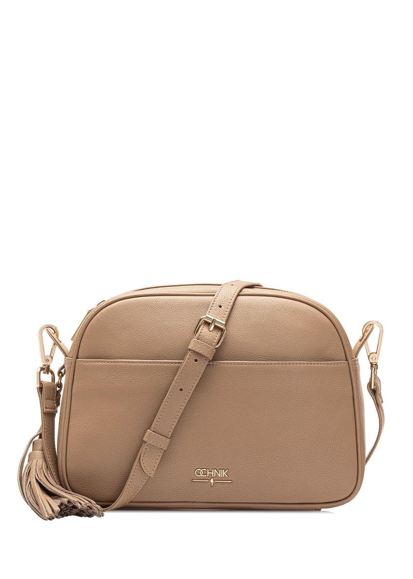 Beige leather women's shoulder bag TORES-0806D-81(W25)-11