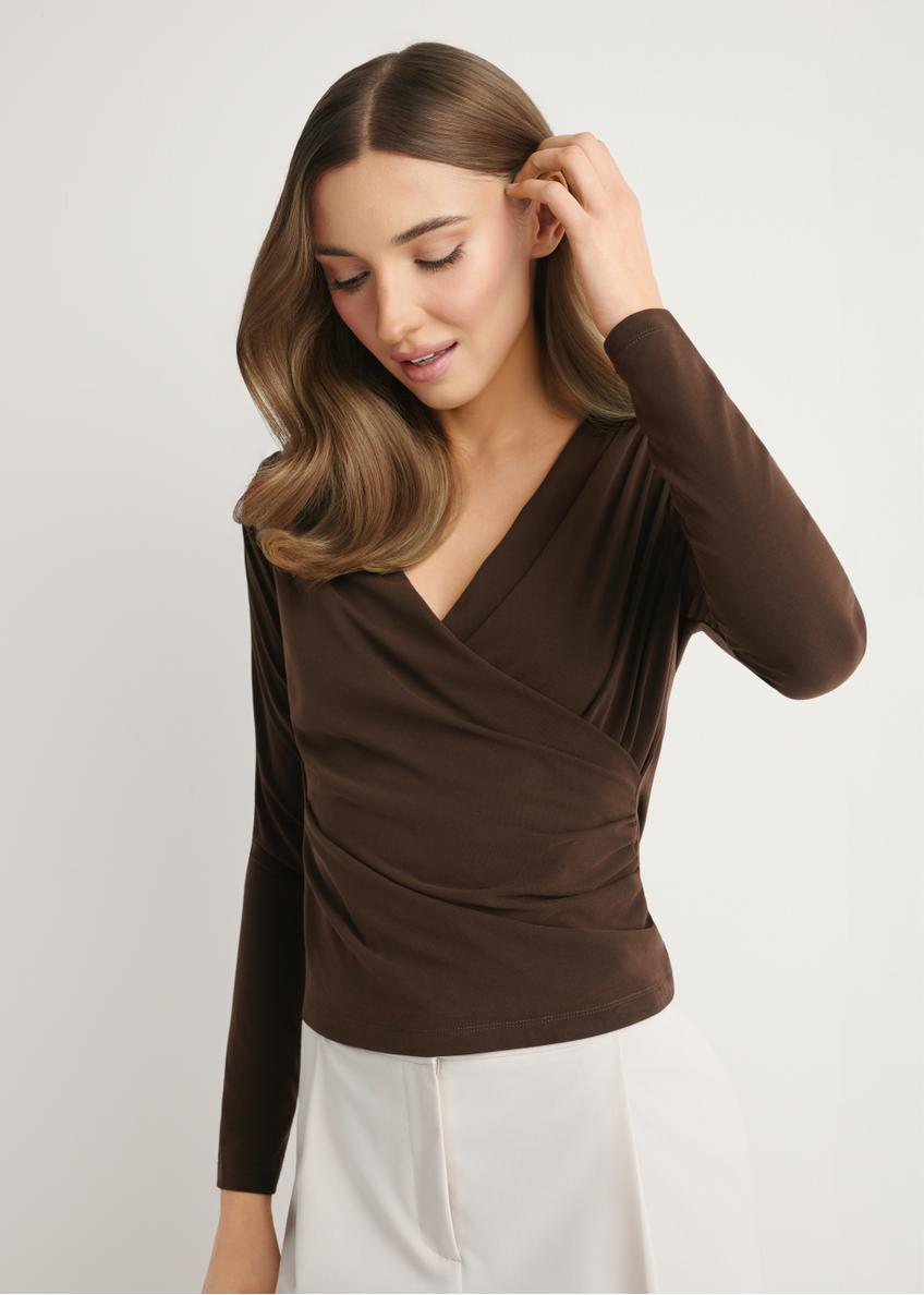 Dark brown women's blouse BLUDT-0203-1I(W26)