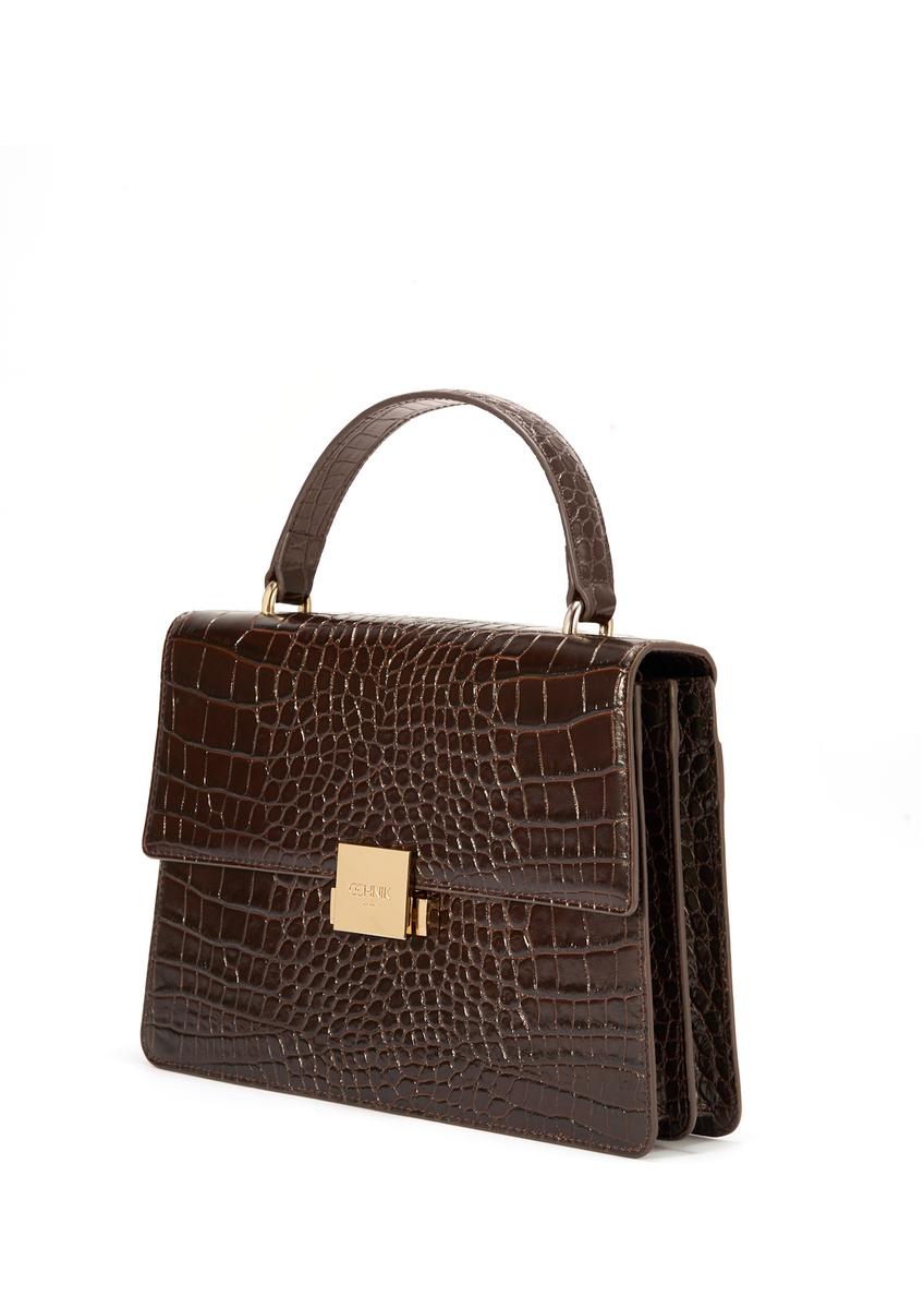 Brown leather croco women's handbag TORES-1118-90(W25)