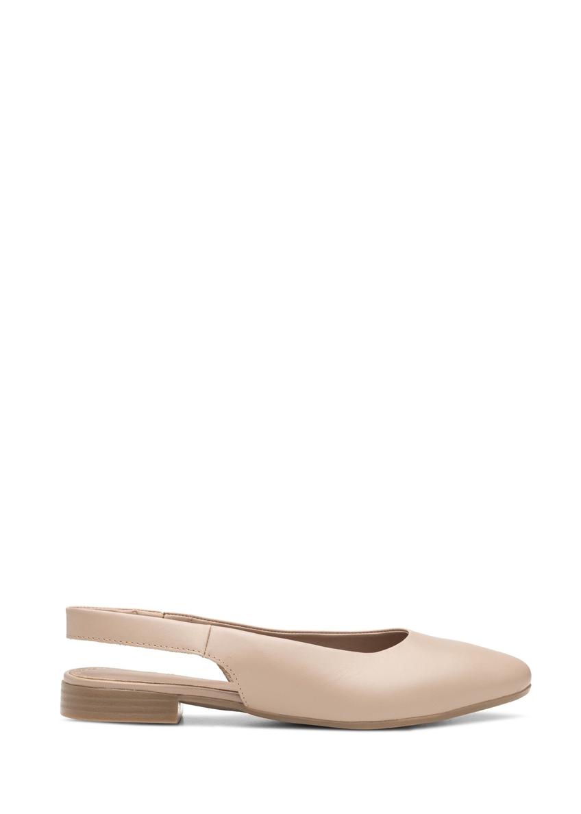 Beige women's ballet flats without a heel BUTYD-1246-1B(W26)