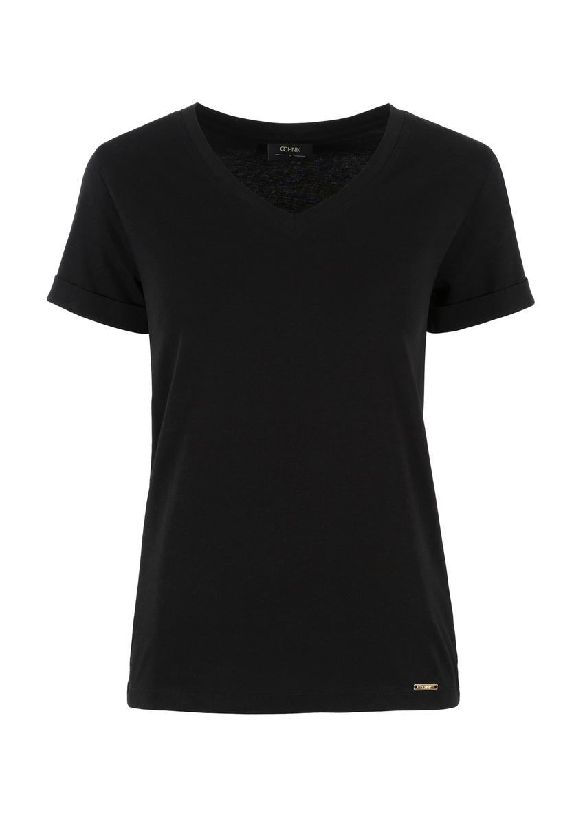 Black Women's Chest T-Shirt TSHDT-0118-99(W24)-03