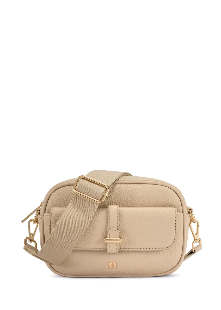Small beige women's handbag TOREC-1174-1B(W26), front product view on white background.
