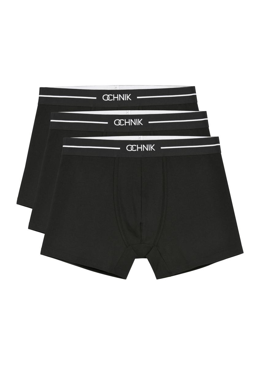 Three-pack of black men's boxer shorts ZESMB-0012-99(W26), front view of the product in the set on a white background.
