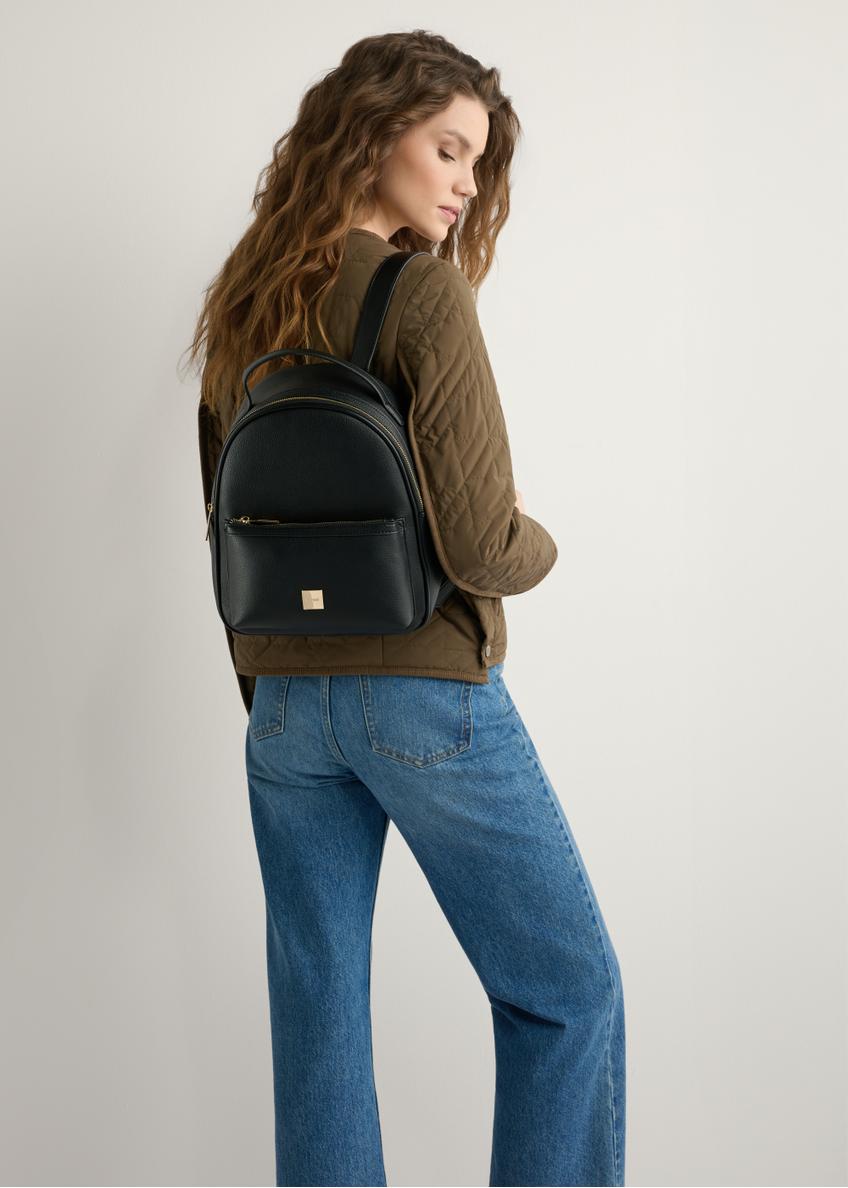 Women's black imitation leather backpack TOREC-0920-99(W26)