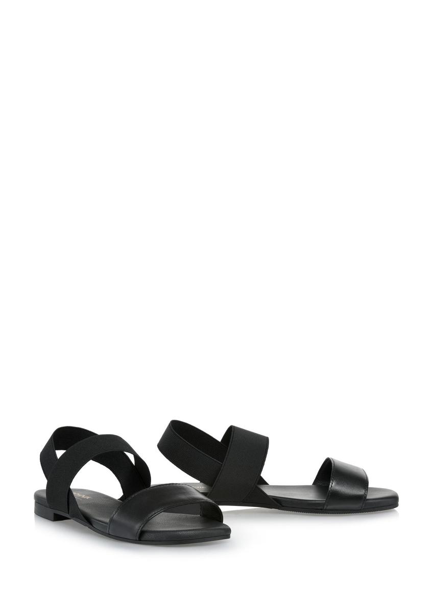 Leather black rubber sandals BUTYD-1046-99(W24)