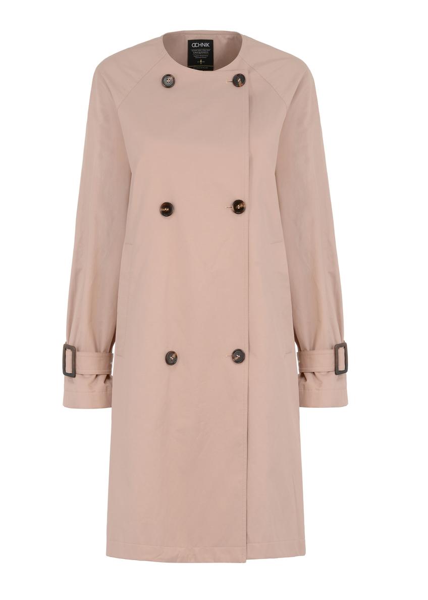 Ladies' double-breasted pink coat KURDT-0427-34(W23)-05