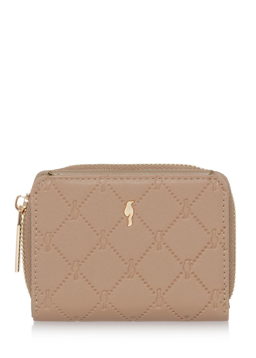 Small beige women's wallet with monogram POREC-0349-81(Z24)-08