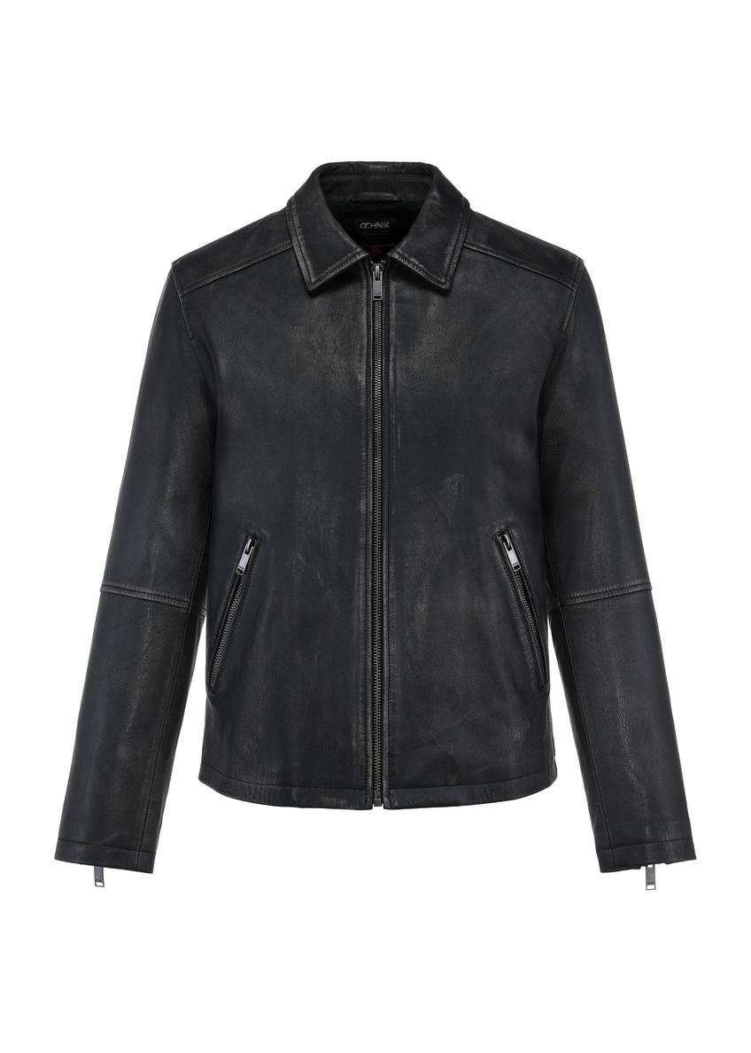 Brown men's vintage leather jacket KURMS-0363-2825(W25)-01