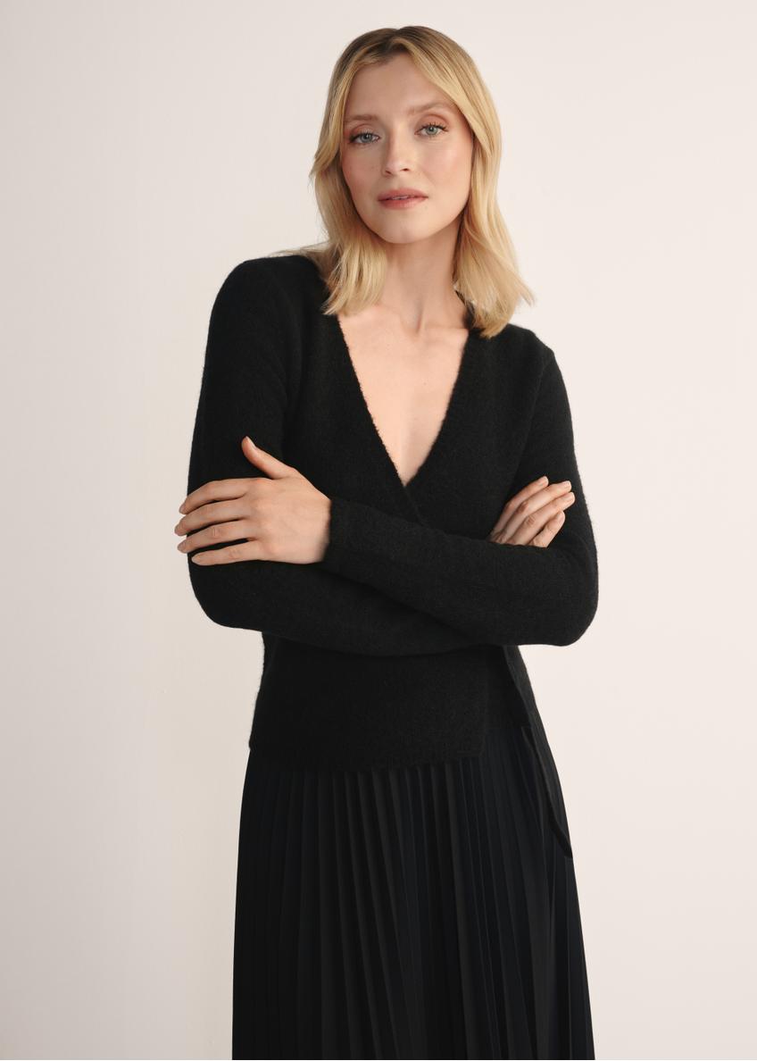 Black women's sweater with alpaca wool SWEDT-0234-99(Z25)