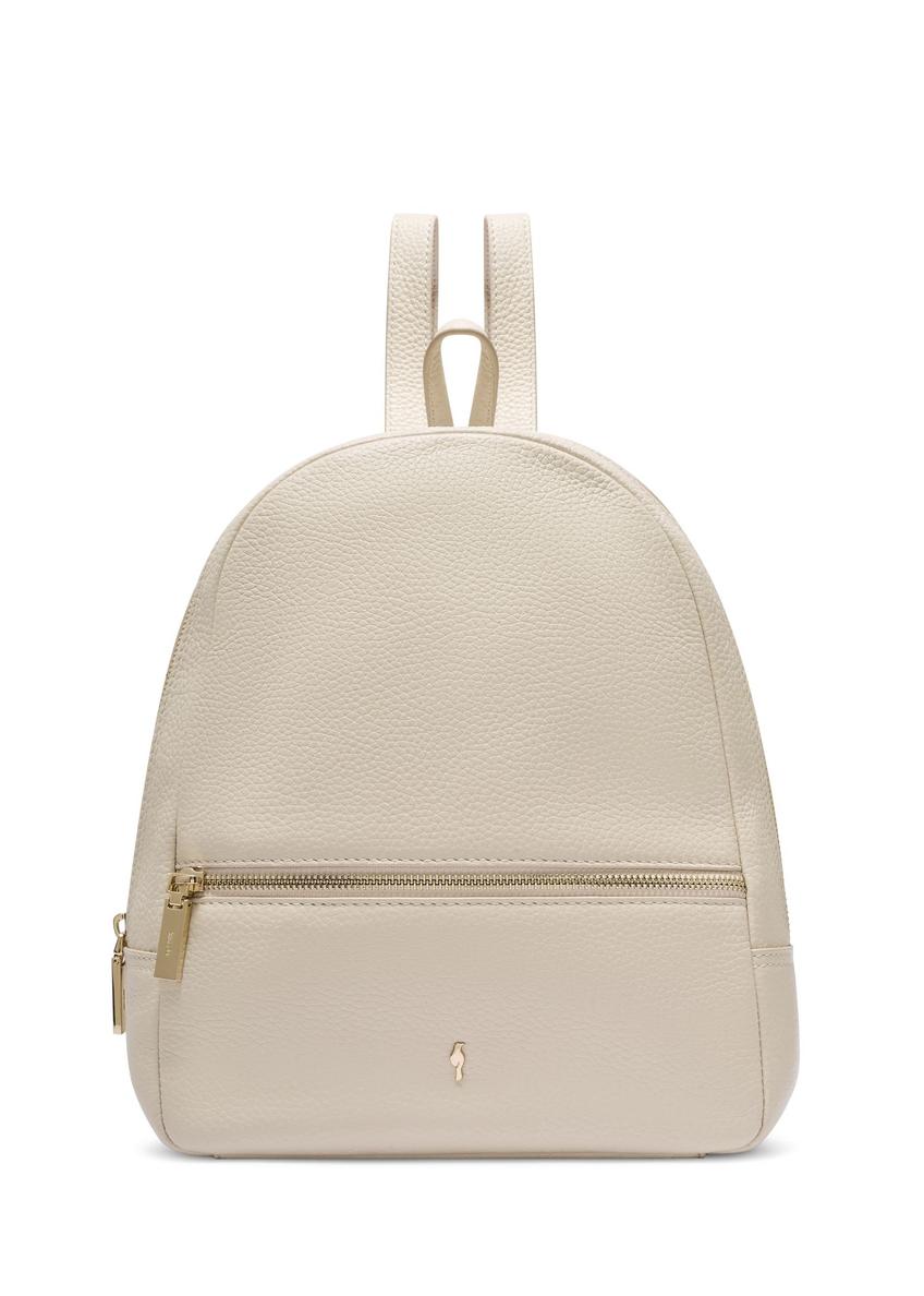 Cream leather women's backpack TORES-0898E-0B(W26) - front product view, on white background.