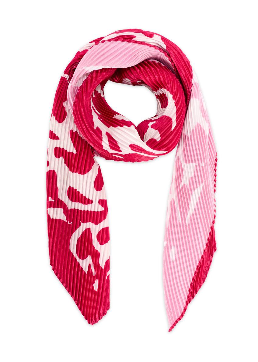 Women's pink patterned scarf SZADT-0172-5P(W26), front product view on white background.
