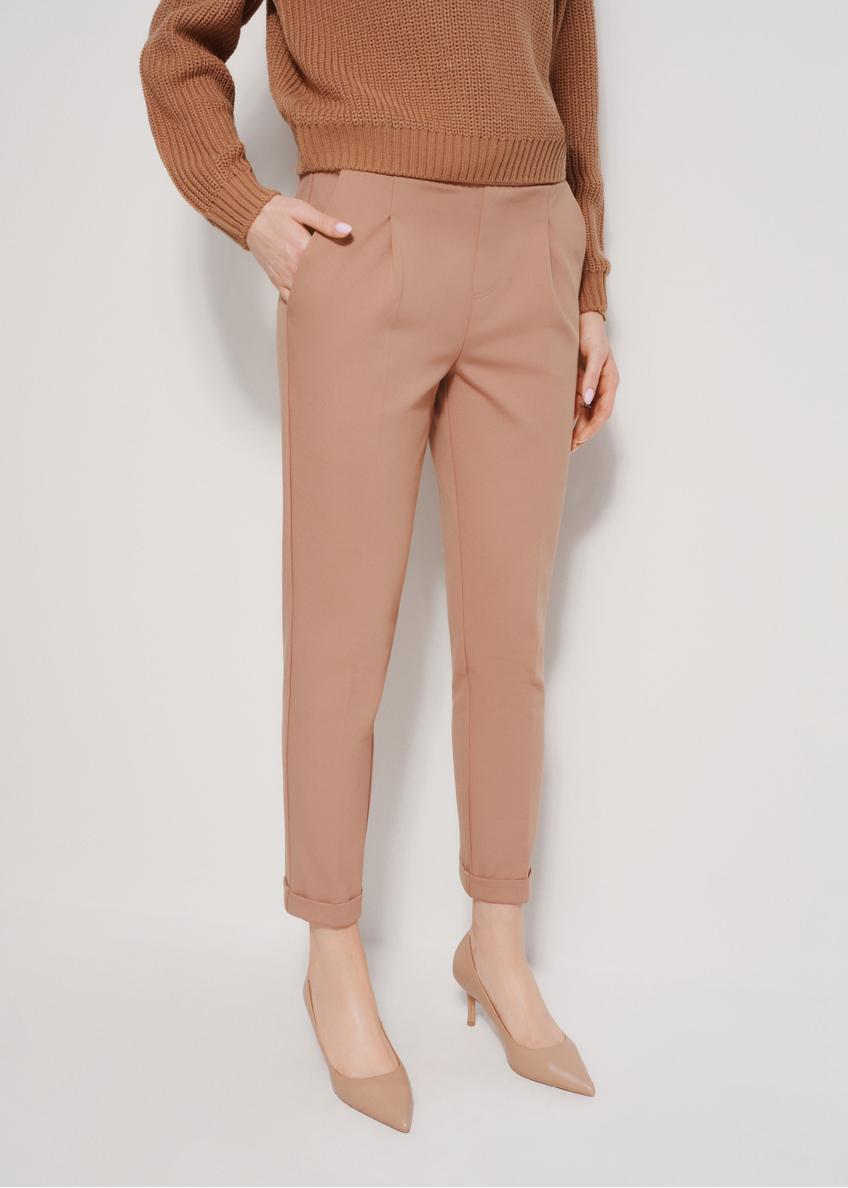 Women's camel trousers with creases SPODT-0098-24(Z24)-01