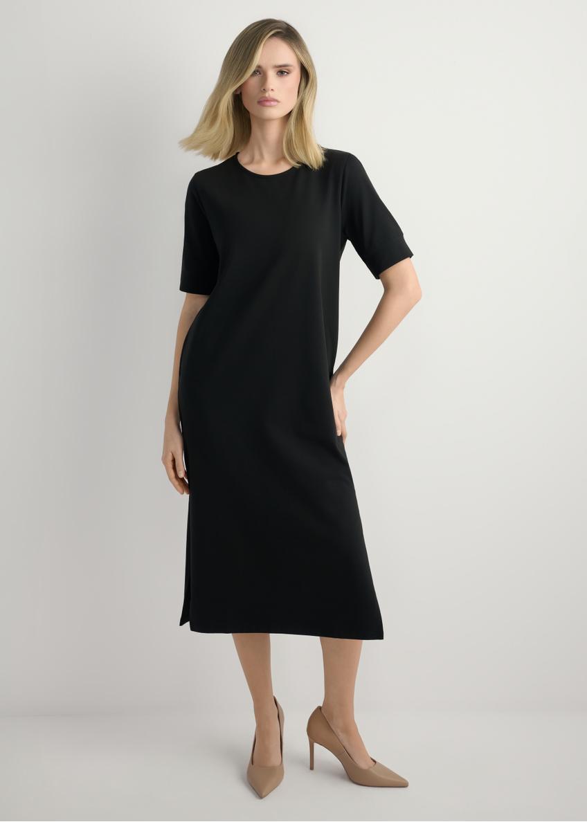 Black cotton midi dress SUKDT-0256-99(W26)