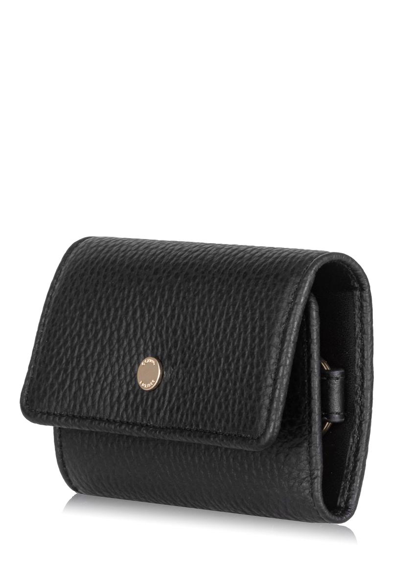 Women's black leather key case PORES-0894-99(Z23)