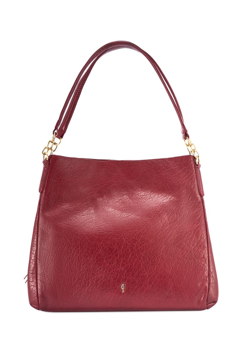 Dark red leather women's shopper bag TORES-0636D-4C(W26)