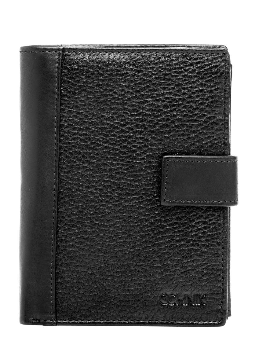 Black men's leather wallet PORMS-0682-99(W26), front product view on white background.