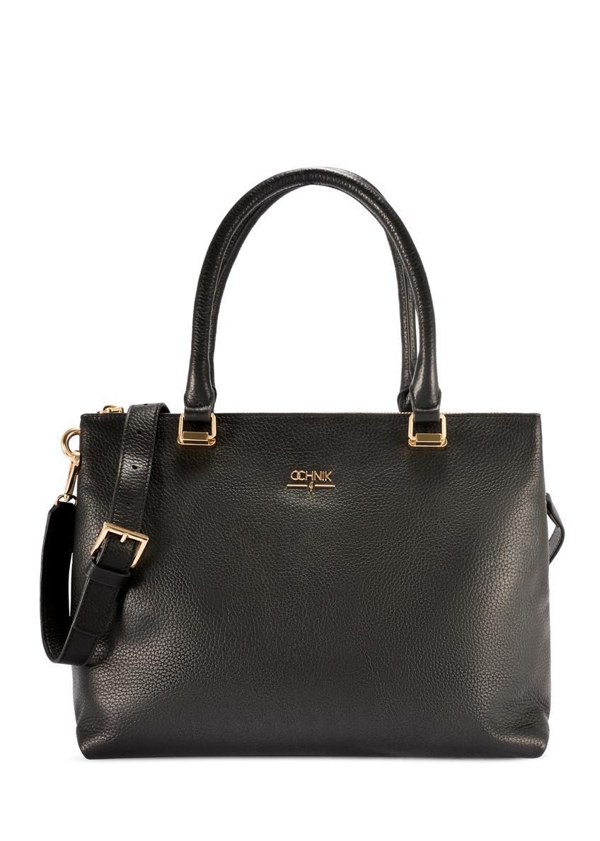 Black leather women's shopper bag TORES-1204-9I(W26)