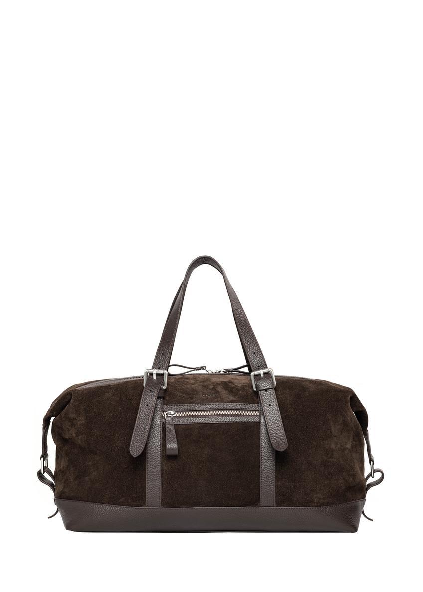 Brown suede men's bag TORMS-0540-1I(Z26), front product view on white background.