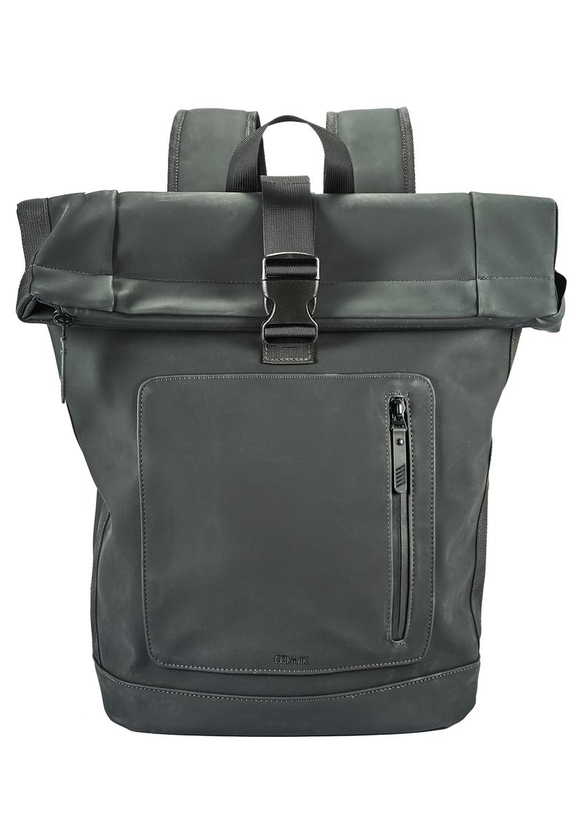 Black men's backpack PLCMN-0016-99(Z25), product view from the front on a white background.