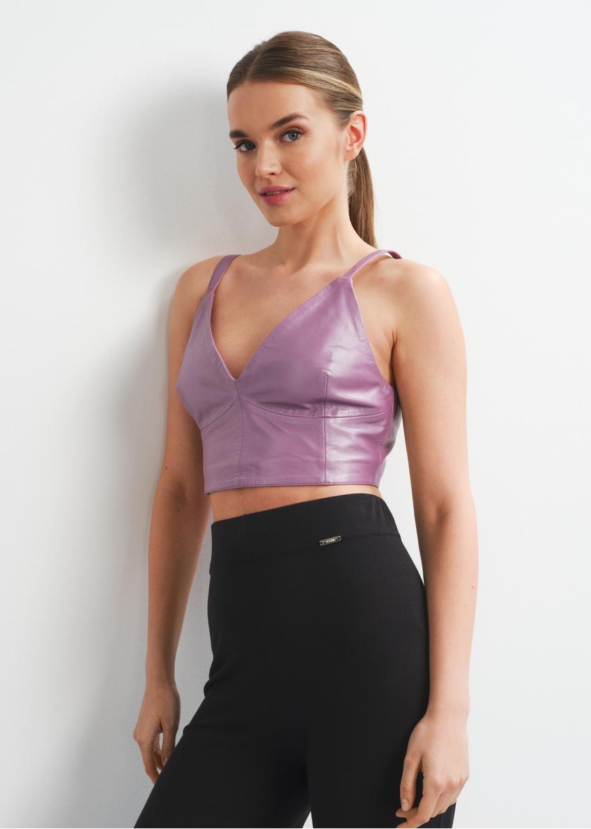 Women's purple leather top TOPDS-0005-1324(W23)-01