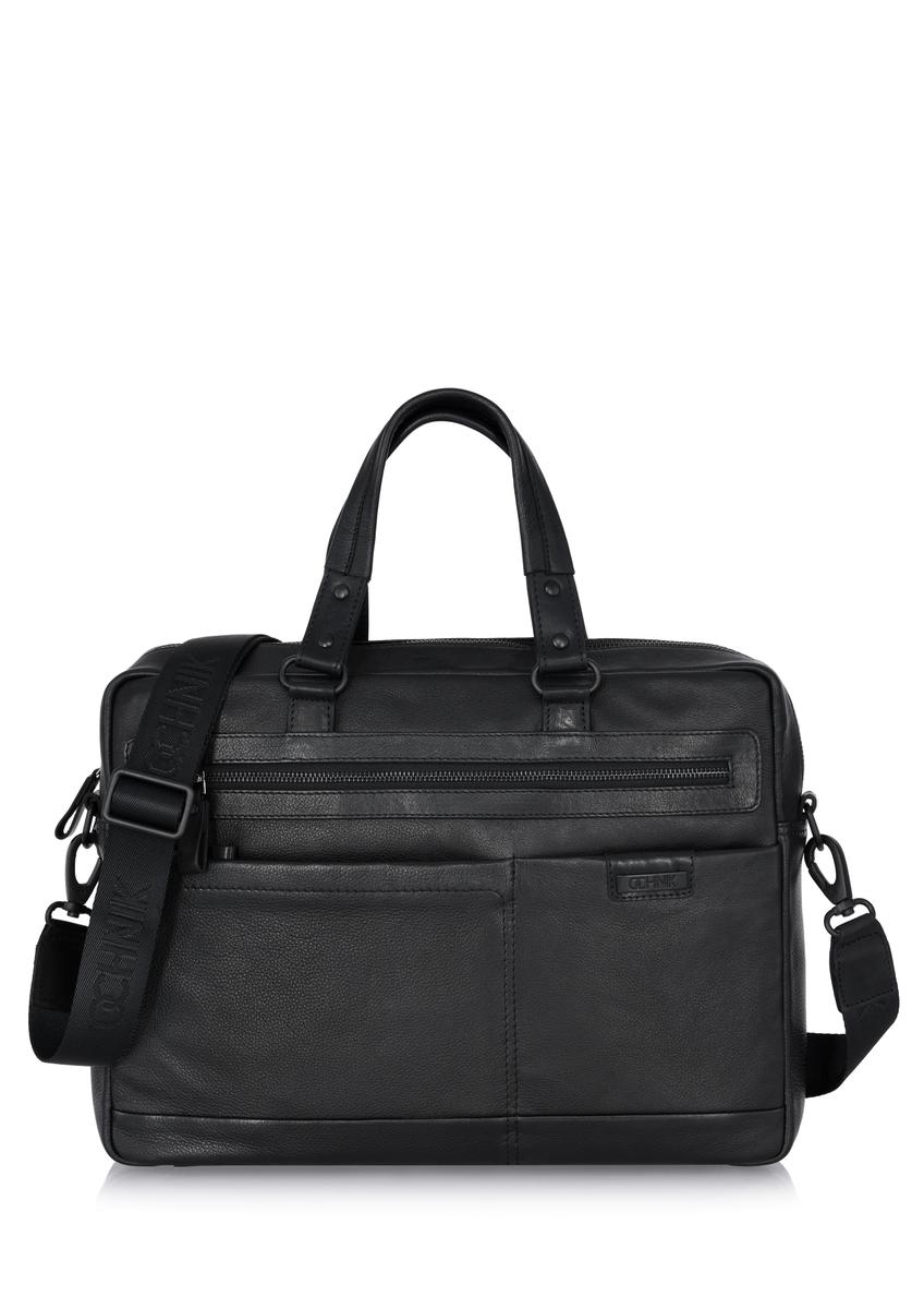 Black leather briefcase for men TORMS-0415-99(W24)-08