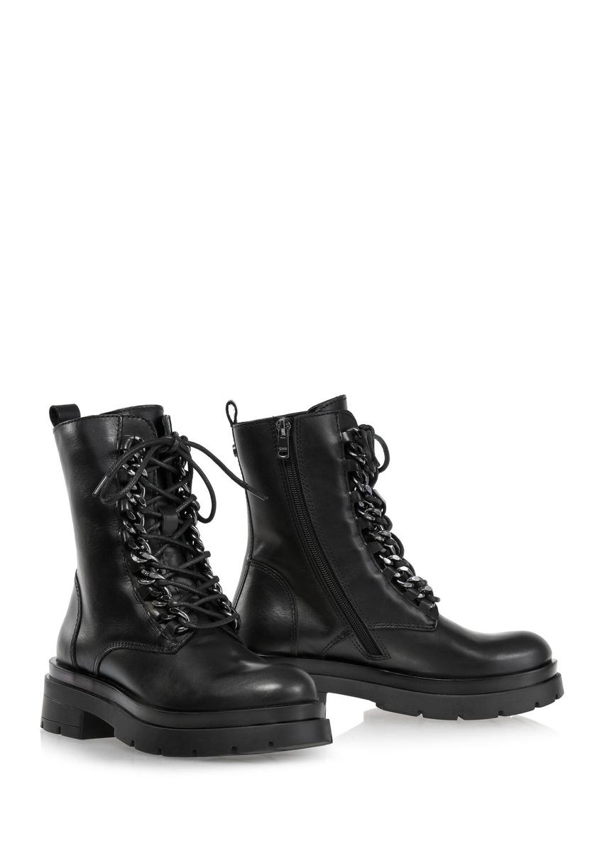 Black leather lace-up ankle boots BUTYD-1084-99(Z24)