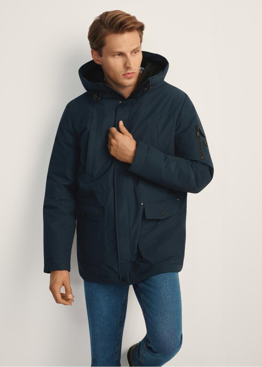 Longer men's jacket with hood KURMT-0253-69(Z25)