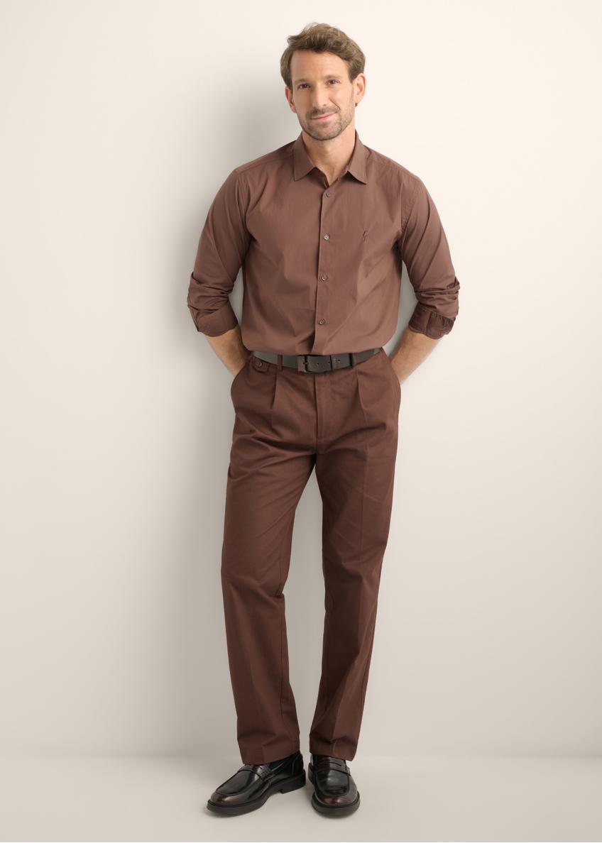 Dark brown men's shirt KOSMT-0364-1H(Z26)