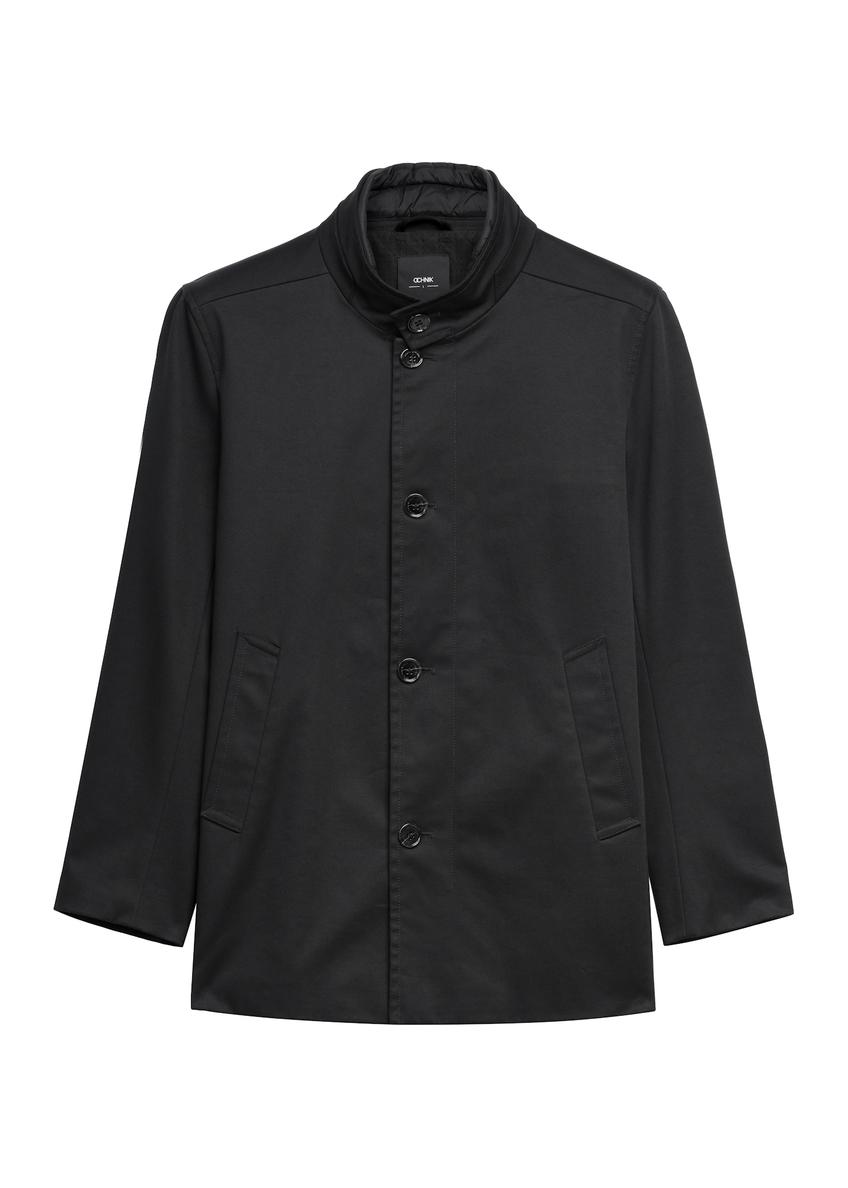 Men's long black jacket KURMT-0426-99(Z26)