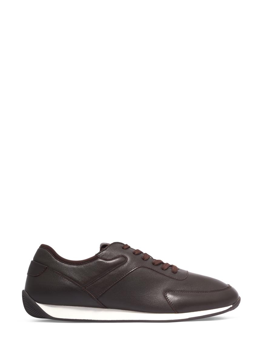 Brown leather men's sports shoes BUTYM-0566-1I(Z26), side view of the product on a light background.