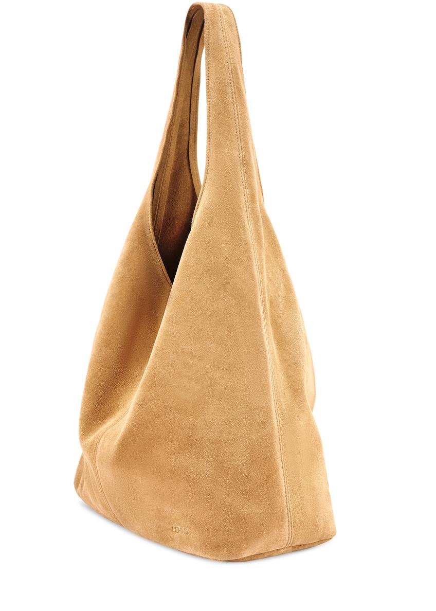 Beige suede women's shopper bag TORES-1177-1B(W26)