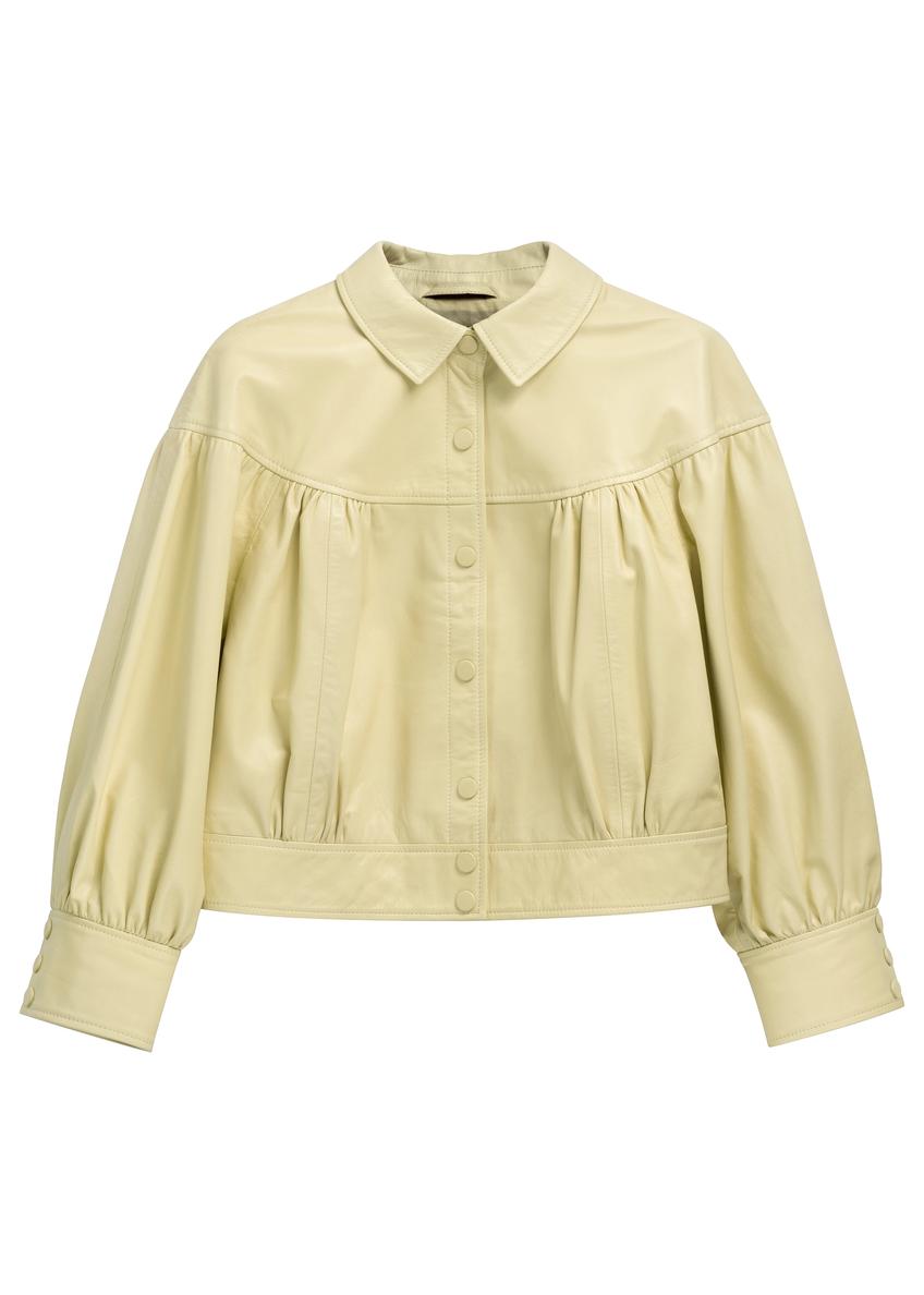 Light yellow women's leather jacket KURDS-0574-2A(W26)